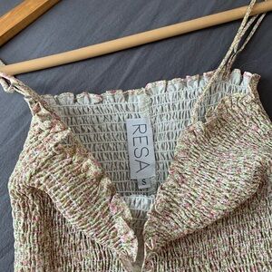 RESA Smocked Floral Camisole - Cream and Pink